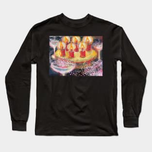 Birthday Cake with six candles Long Sleeve T-Shirt